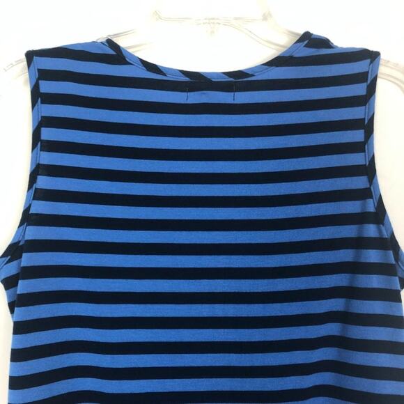 Indigo Sharkbite Hem Asymmetrical Striped Top Size Medium - Picture 7 of 10